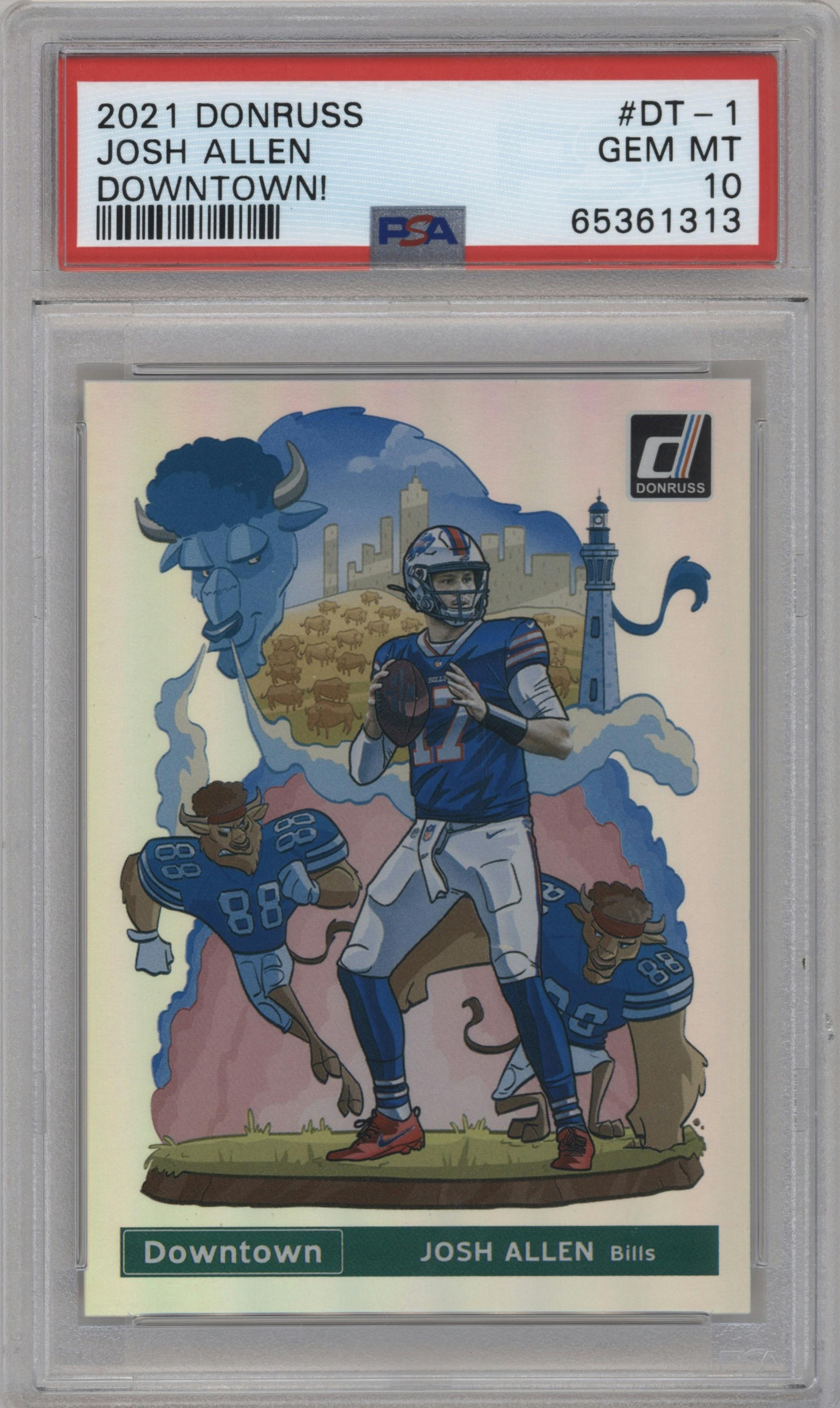 Josh Allen from the 2021 Panini Donruss set graded by PSA and given an overall grade of 10.