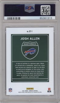 Josh Allen from the 2021 Panini Donruss set graded by PSA and given an overall grade of 10.
