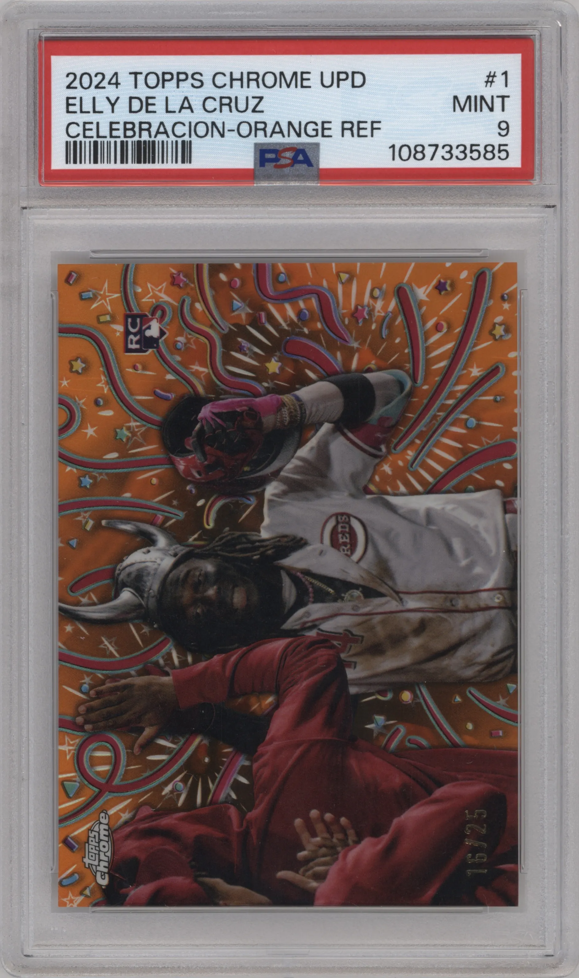 2024 Topps Chrome Update Celebracion Elly De La Cruz Orange Refractor PSA 9