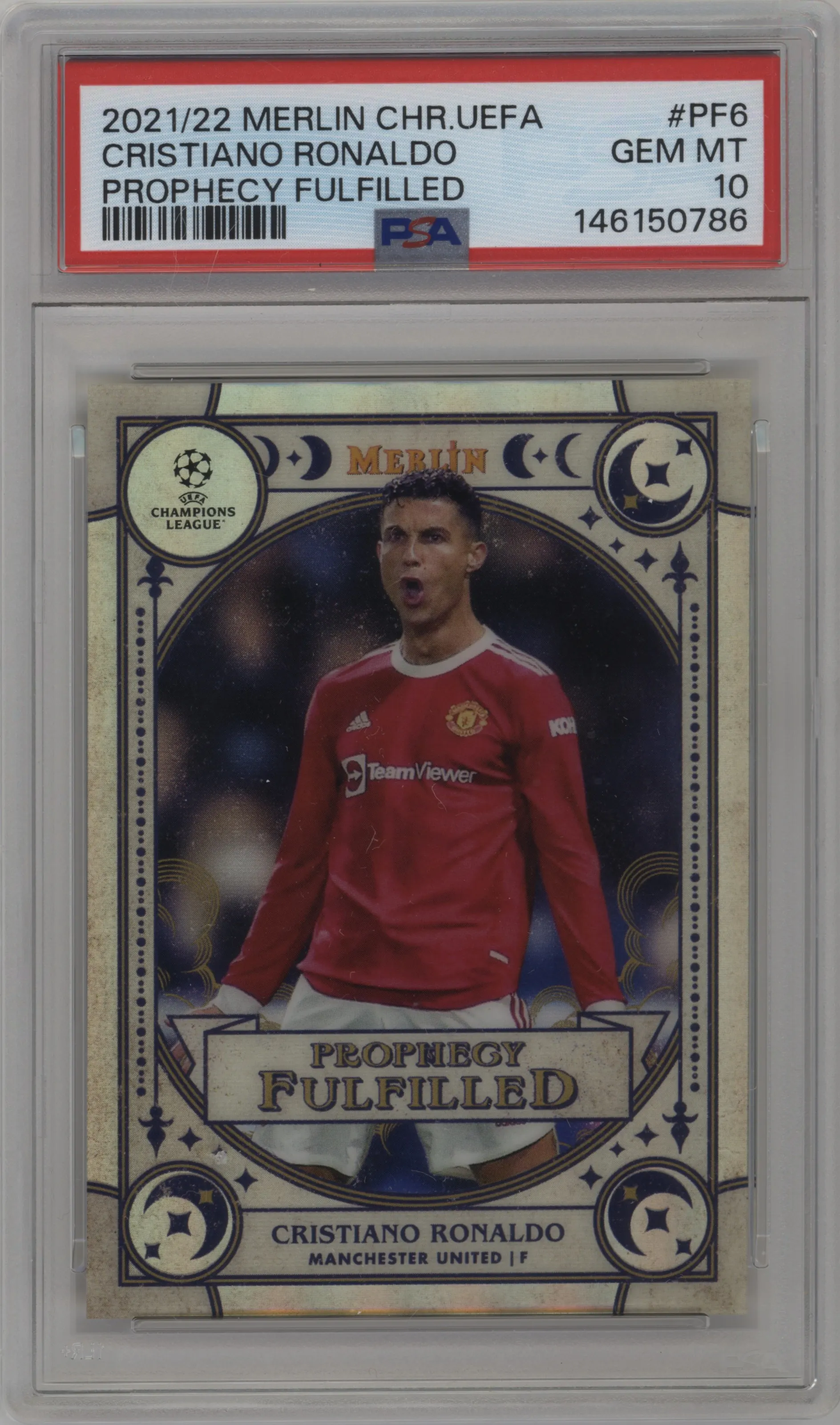 2021 Topps Merlin Chrome UEFA League Prophecy Fulfilled Cristiano Ronaldo #PF-6 PSA 10