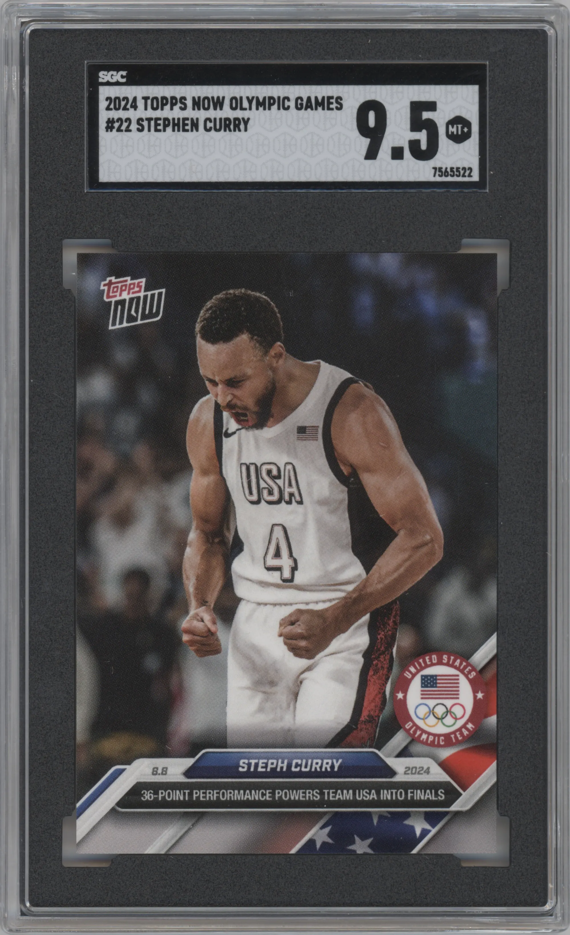 2024 Topps Now Olympics Steph Curry #22 SGC 9.5