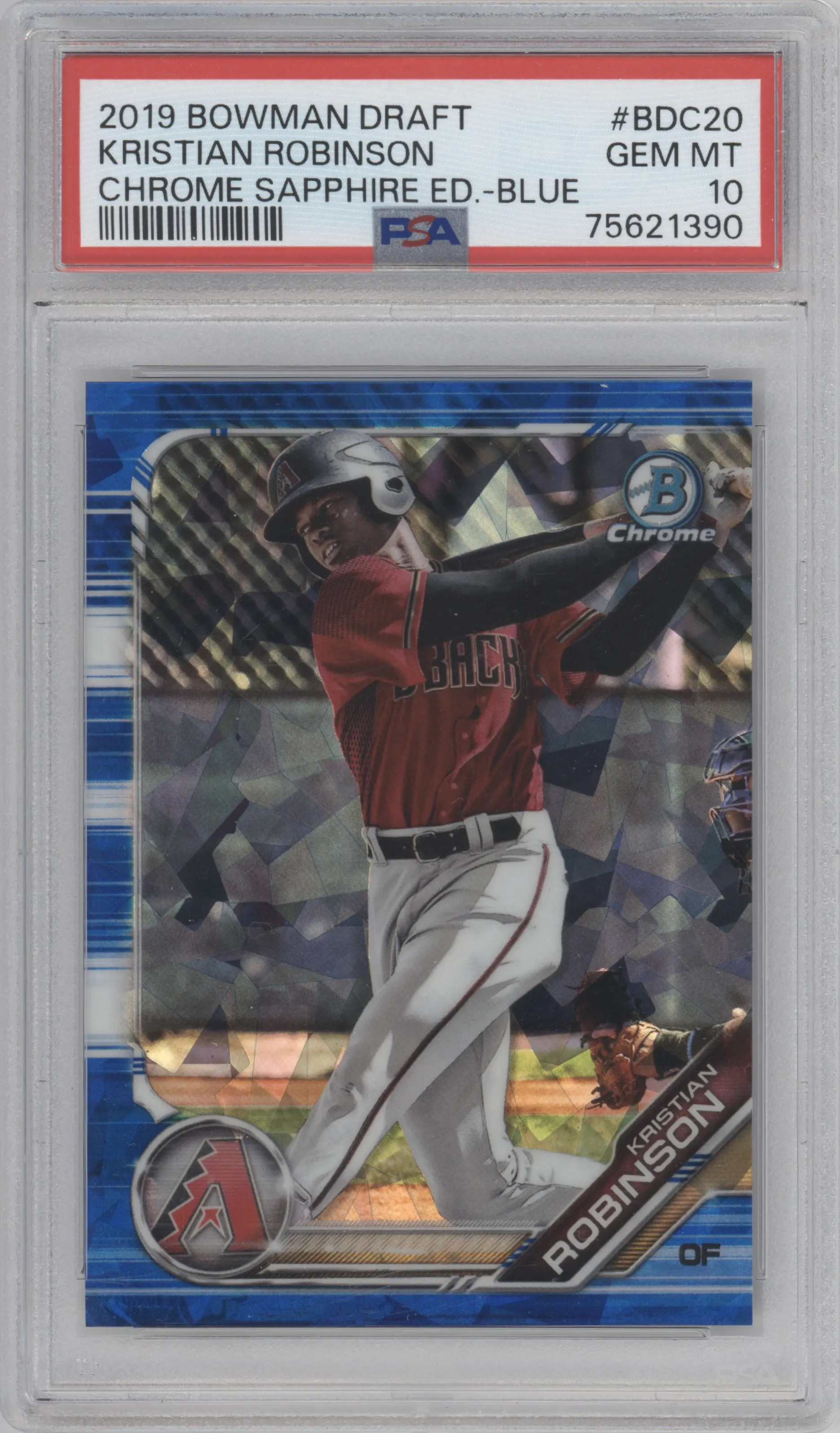 2019 Bowman Draft Sapphire Edition Chrome Kristian Robinson Blue #BDC-20 PSA 10