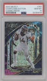 Courtland Sutton from the 2022 Panini Select set featuring a Cosmic parallel graded by PSA and given an overall grade of 10.