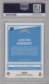 Justin Herbert from the 2020 Panini Donruss Optic set featuring a Holo parallel graded by PSA and given an overall grade of 9.