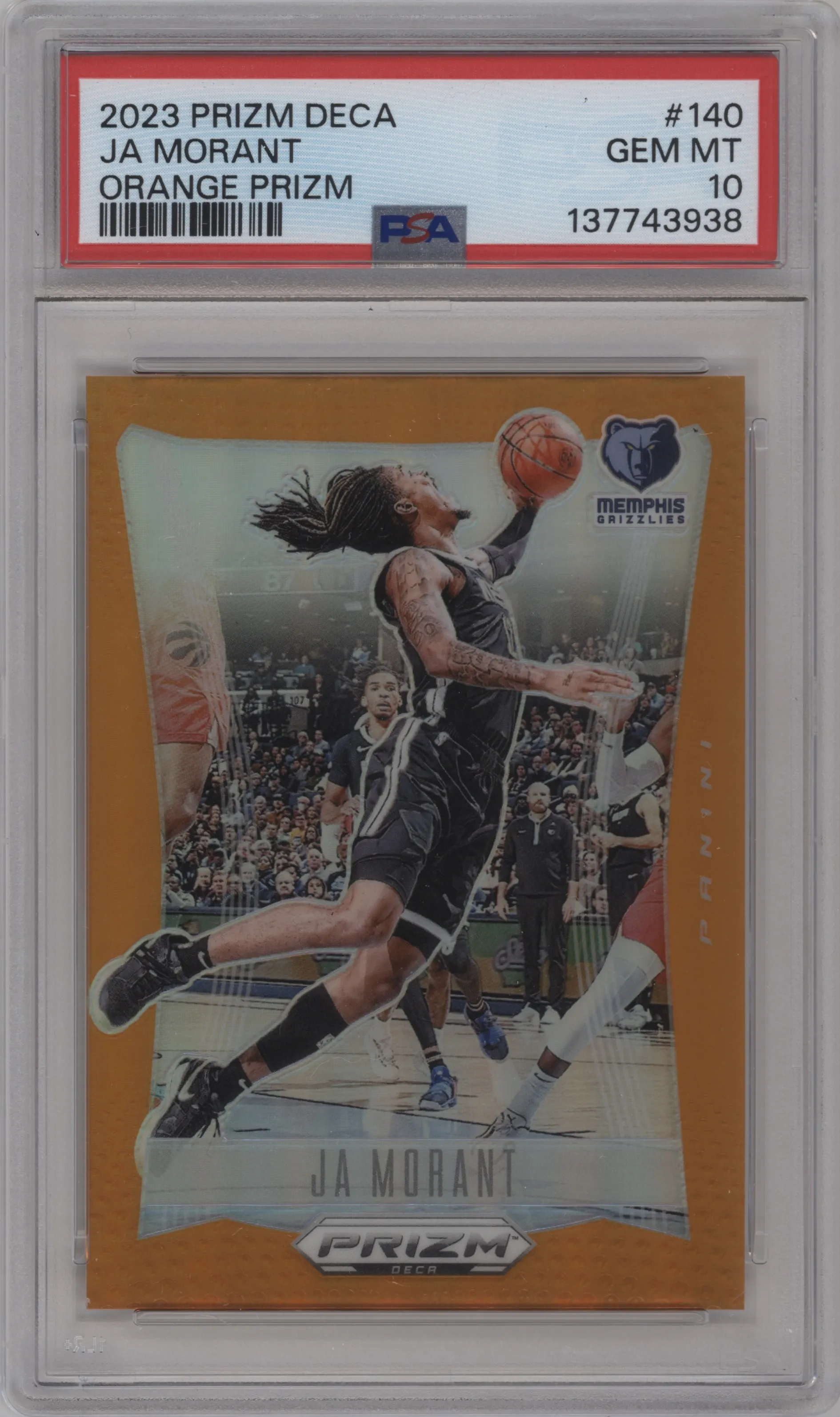 2023 Panini Prizm Deca Ja Morant Orange Prizm #140 PSA 10