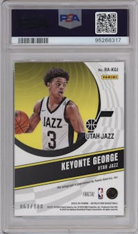 Keyonte George from the 2023-24 Panini Revolution set featuring a Fractal parallel graded by PSA and given an overall grade of 10.