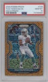 Tua Tagovailoa from the 2020 Panini Prizm set featuring a Disco parallel graded by PSA and given an overall grade of 10.