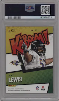 Ray Lewis from the 2021 Panini Absolute set graded by PSA and given an overall grade of 9.
