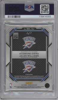 Jalen Williams/Ousmane Dieng from the 2023 Panini Prizm Blockchain set graded by PSA and given an overall grade of 10.