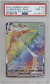 Aegislash VMAX from the 2020 Pokemon SWSH set graded by PSA and given an overall grade of 10.