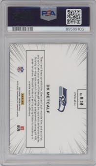 DK Metcalf from the 2021 Panini Prizm set graded by PSA and given an overall grade of 10.