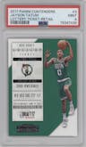 Jayson Tatum from the 2017-18 Panini Contenders set featuring a Retail parallel graded by PSA and given an overall grade of 9.