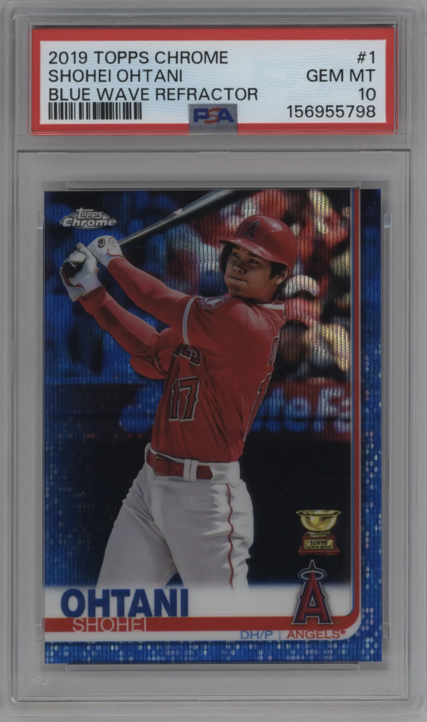 2019 Topps Chrome Shohei Ohtani Blue Wave Refractor #1 PSA 10