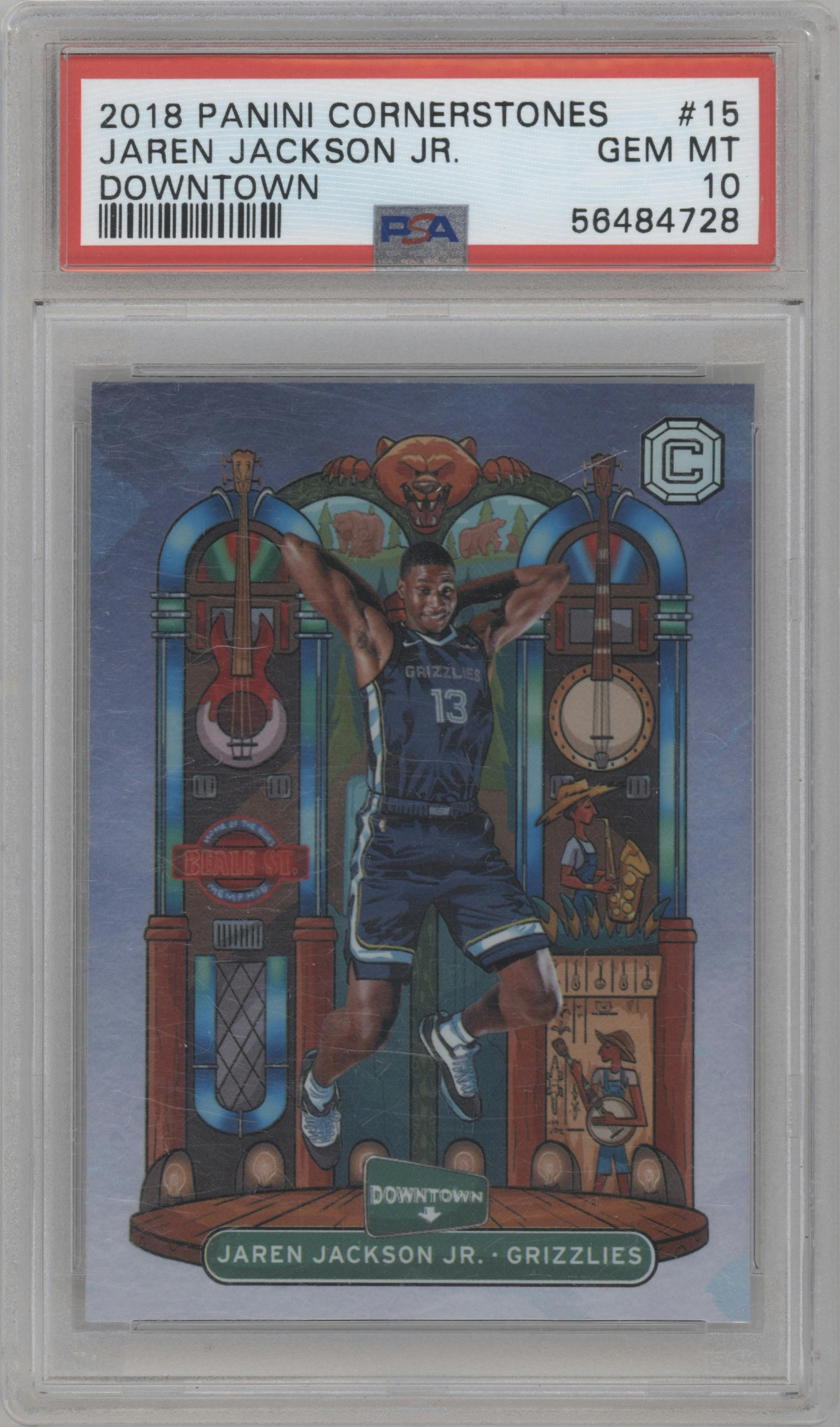 Jaren Jackson Jr. from the 2018-19 Panini Cornerstones set graded by PSA and given an overall grade of 10.