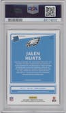 Jalen Hurts from the 2020 Panini Donruss Optic set featuring a Red Mojo parallel graded by PSA and given an overall grade of 9.