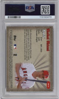 Shohei Ohtani from the 2018 Bowman’s Best set graded by PSA and given an overall grade of 9.