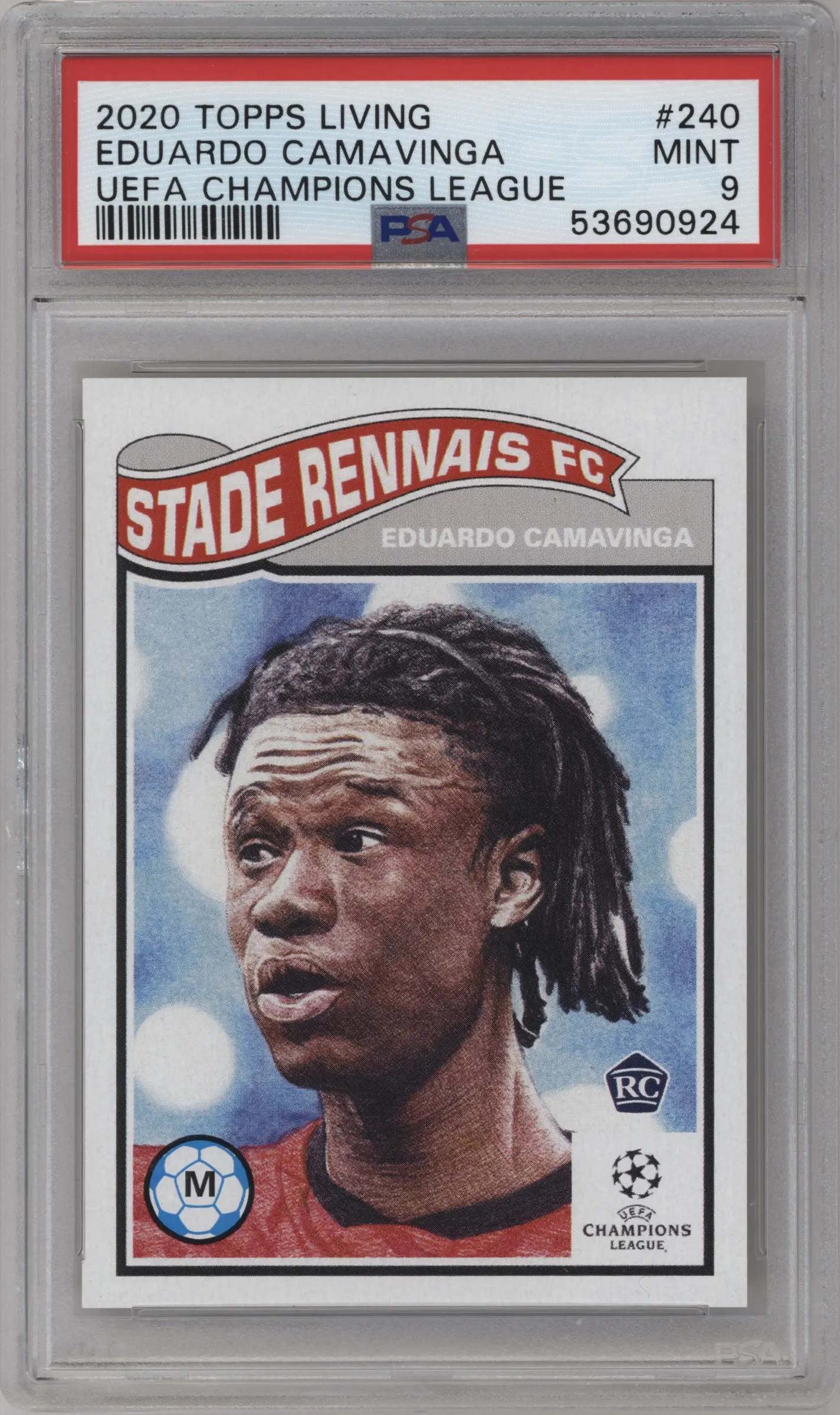 2020 Ultimate Topps Living Set UEFA CL 2020 Eduardo Camavinga #240 PSA 9