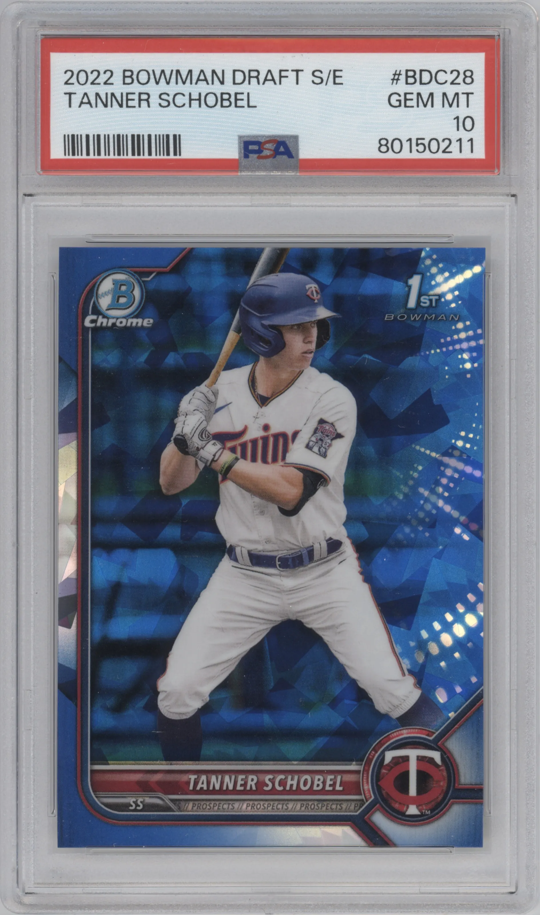 2022 Bowman Draft Sapphire Edition Chrome Tanner Schobel PSA 10