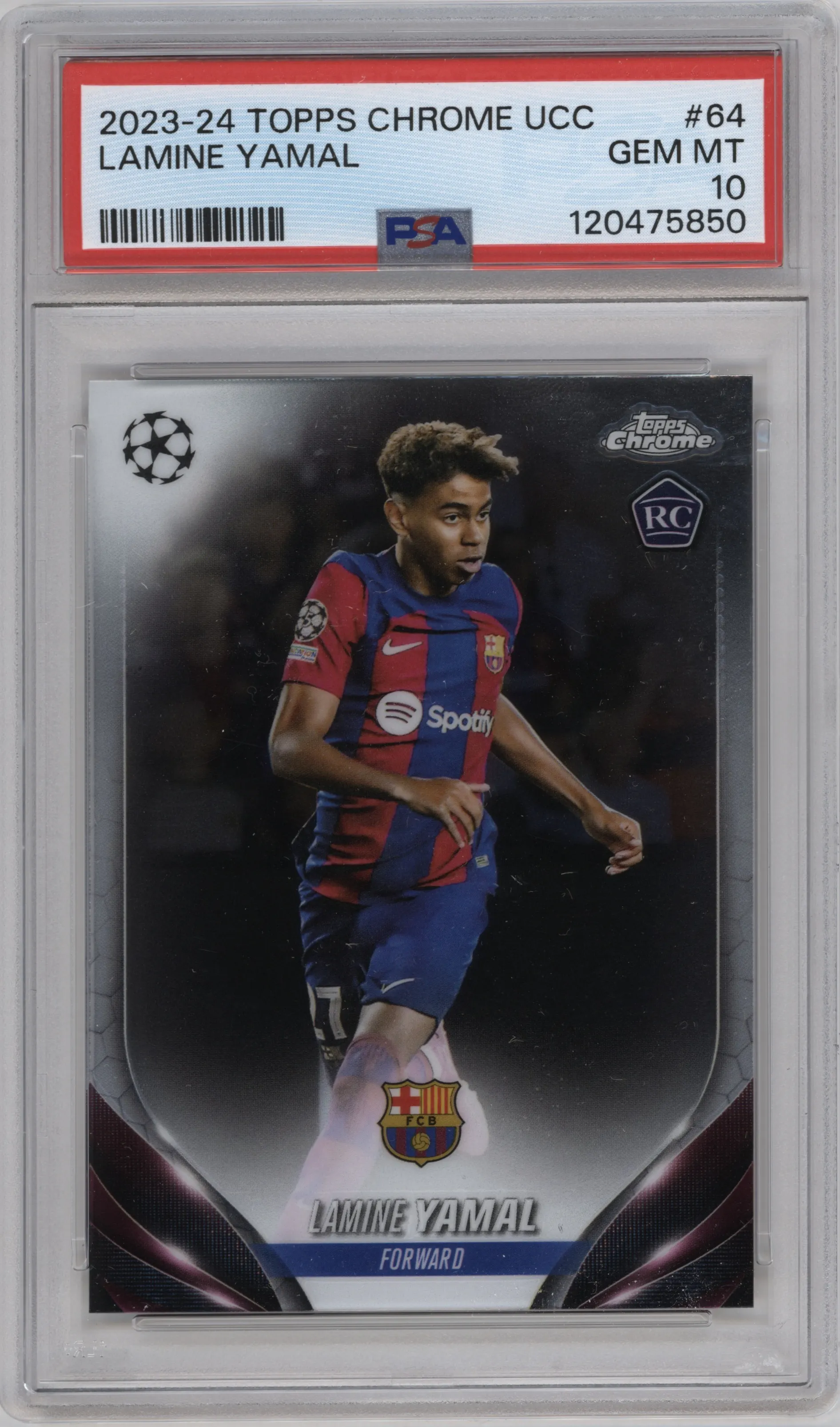 2023 Topps Chrome UEFA Club Competitions Lamine Yamal PSA 10