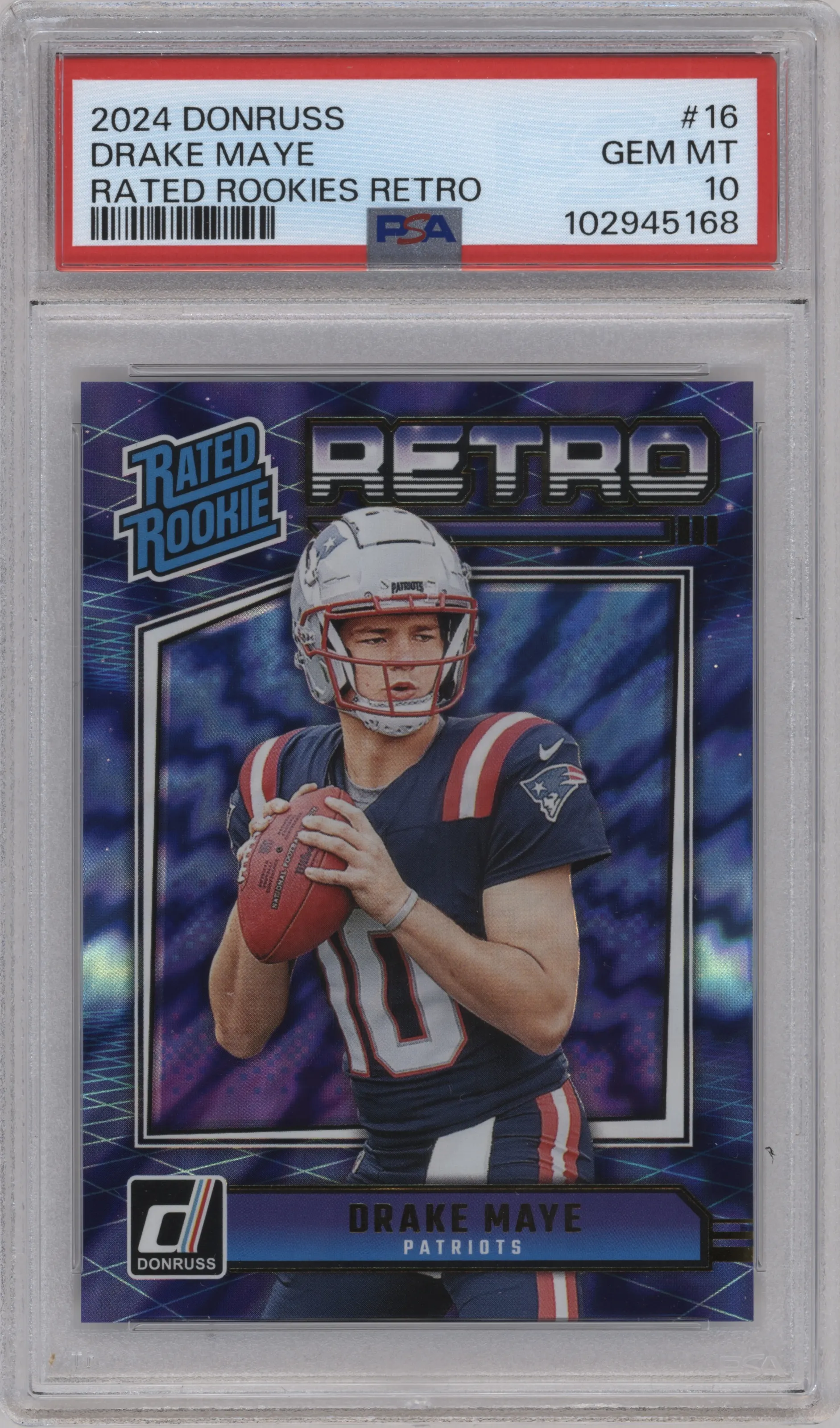 2024 Donruss Retro Rtd.Rke. Drake Maye #16 PSA 10
