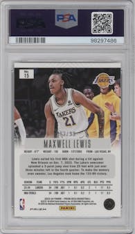 Maxwell Lewis from the 2023-24 Panini Prizm Deca set featuring a Purple Prizm parallel graded by PSA and given an overall grade of 10.