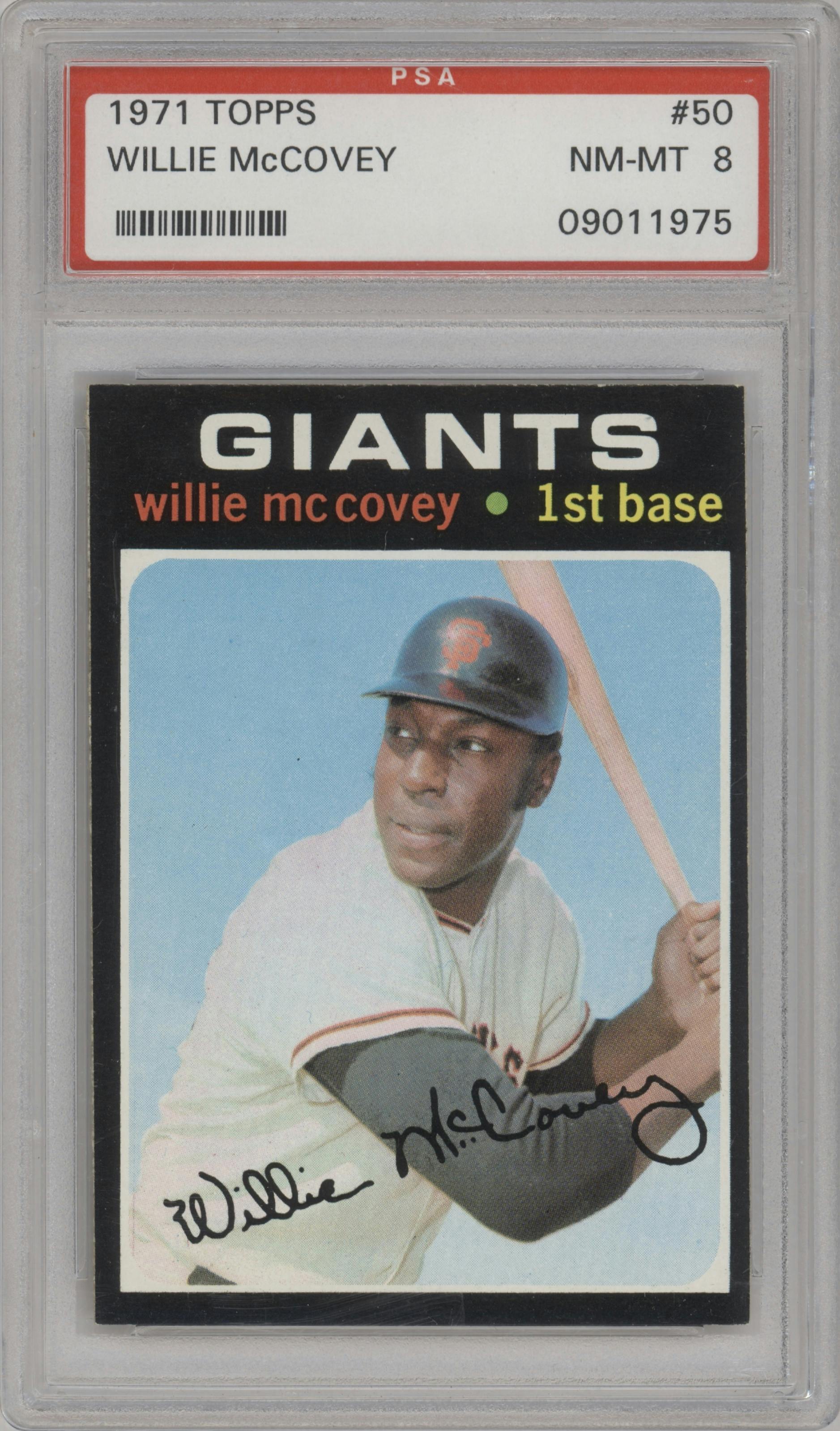 Willie McCovey from the 1971 Topps set graded by PSA and given an overall grade of 8.
