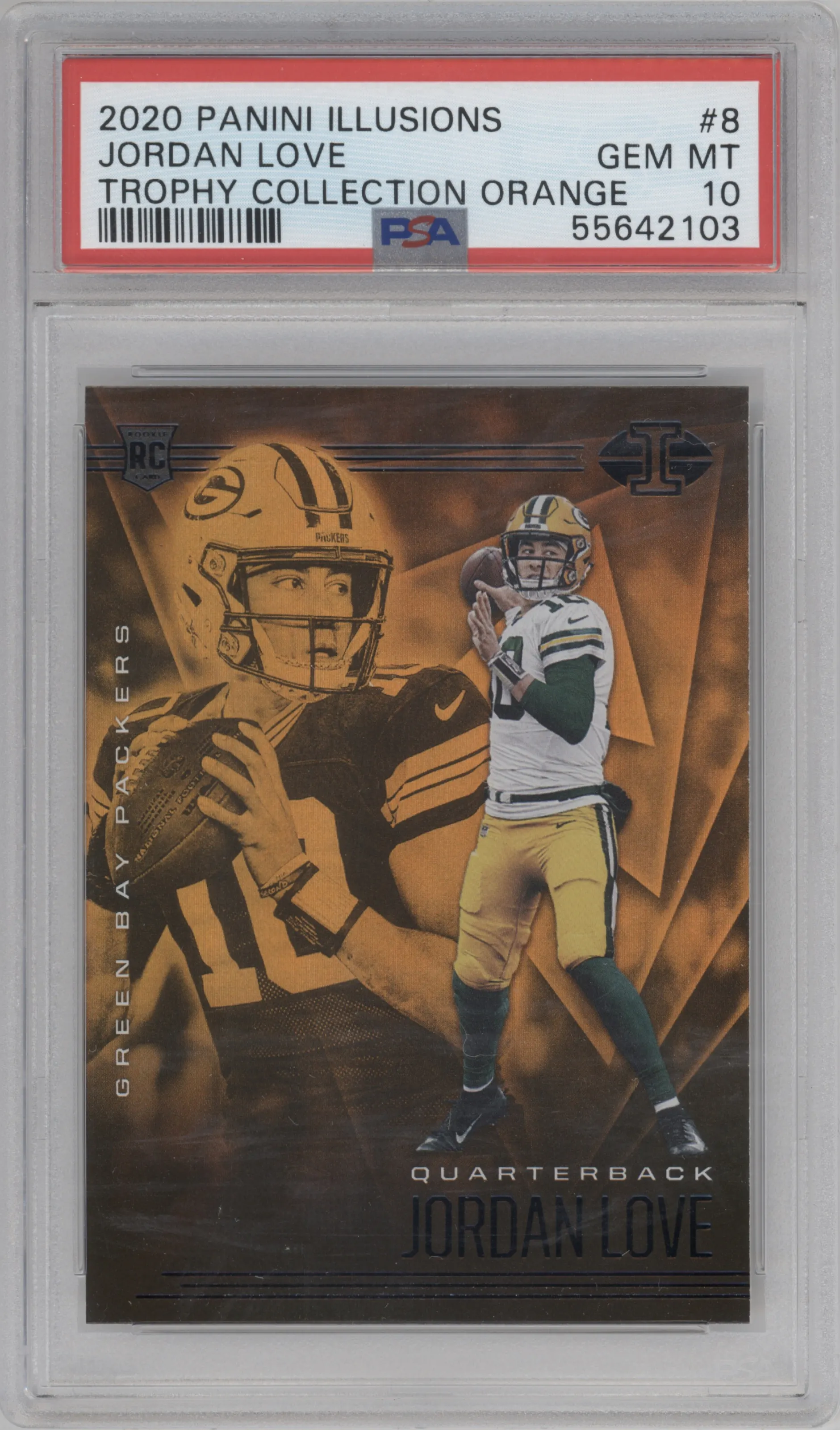 2020 Panini Illusions Jordan Love Trophy Collection Orange PSA 10