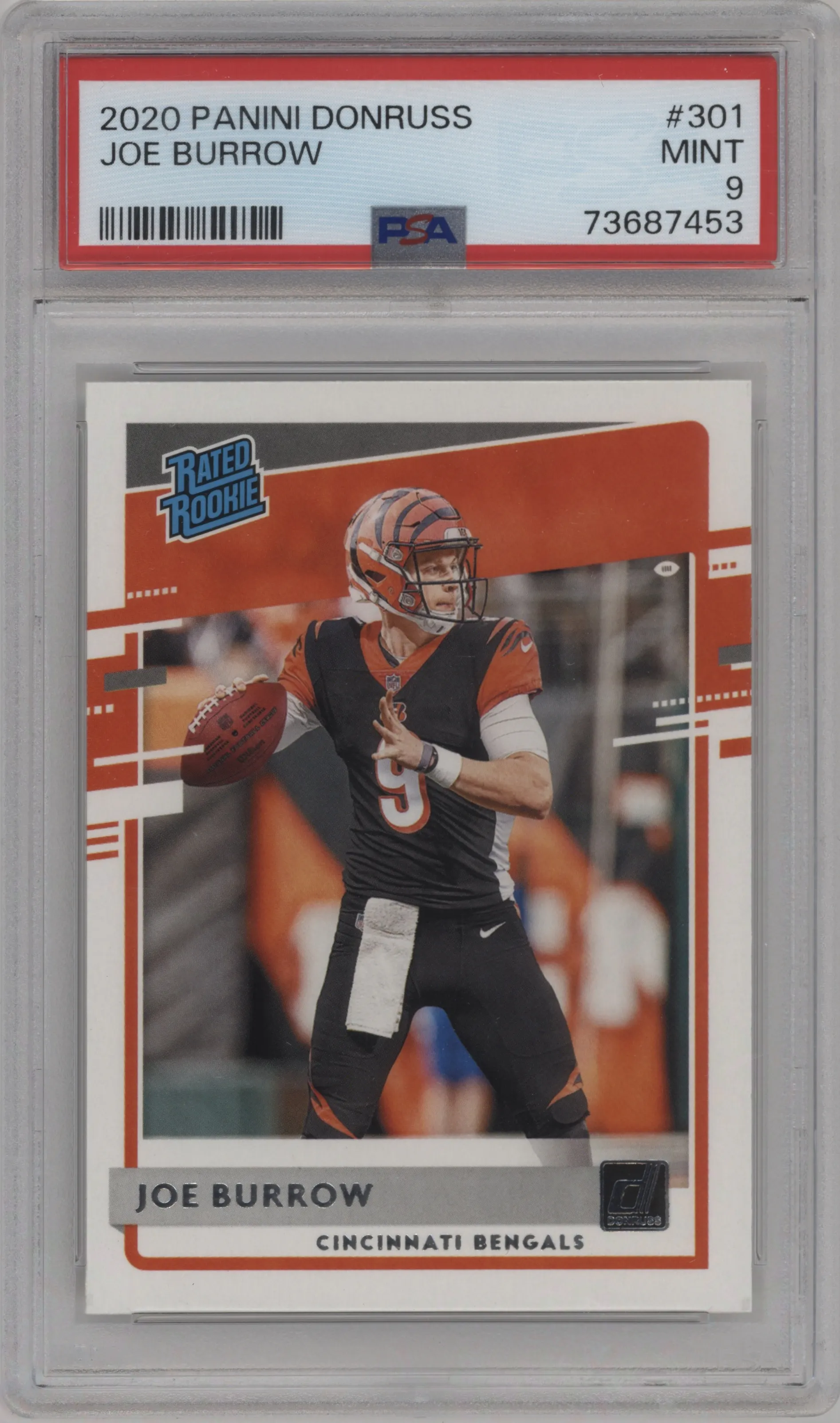 2020 Panini Donruss Rated Rookie Joe Burrow #301 PSA 9