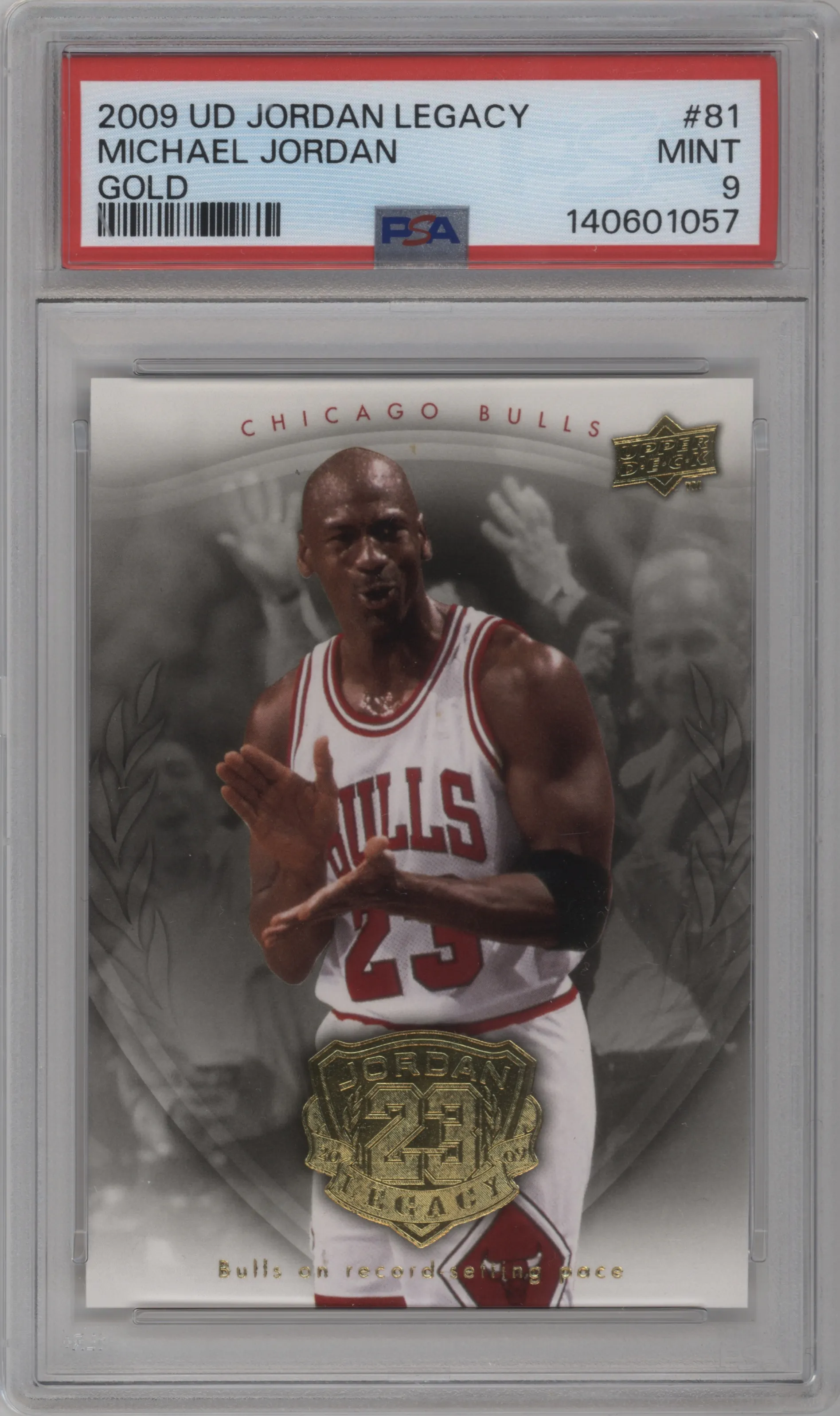 2009 Upper Deck Michael Jordan Legacy Collection Hall of Fame Edition Michael Jordan Gold #81 PSA 9