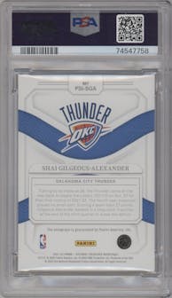 Shai Gilgeous-Alexander from the 2021-22 Panini National Treasures set featuring a Emerald parallel graded by PSA and given an overall grade of 10.