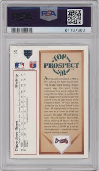 Chipper Jones from the 1991 Upper Deck set graded by PSA and given an overall grade of 9.
