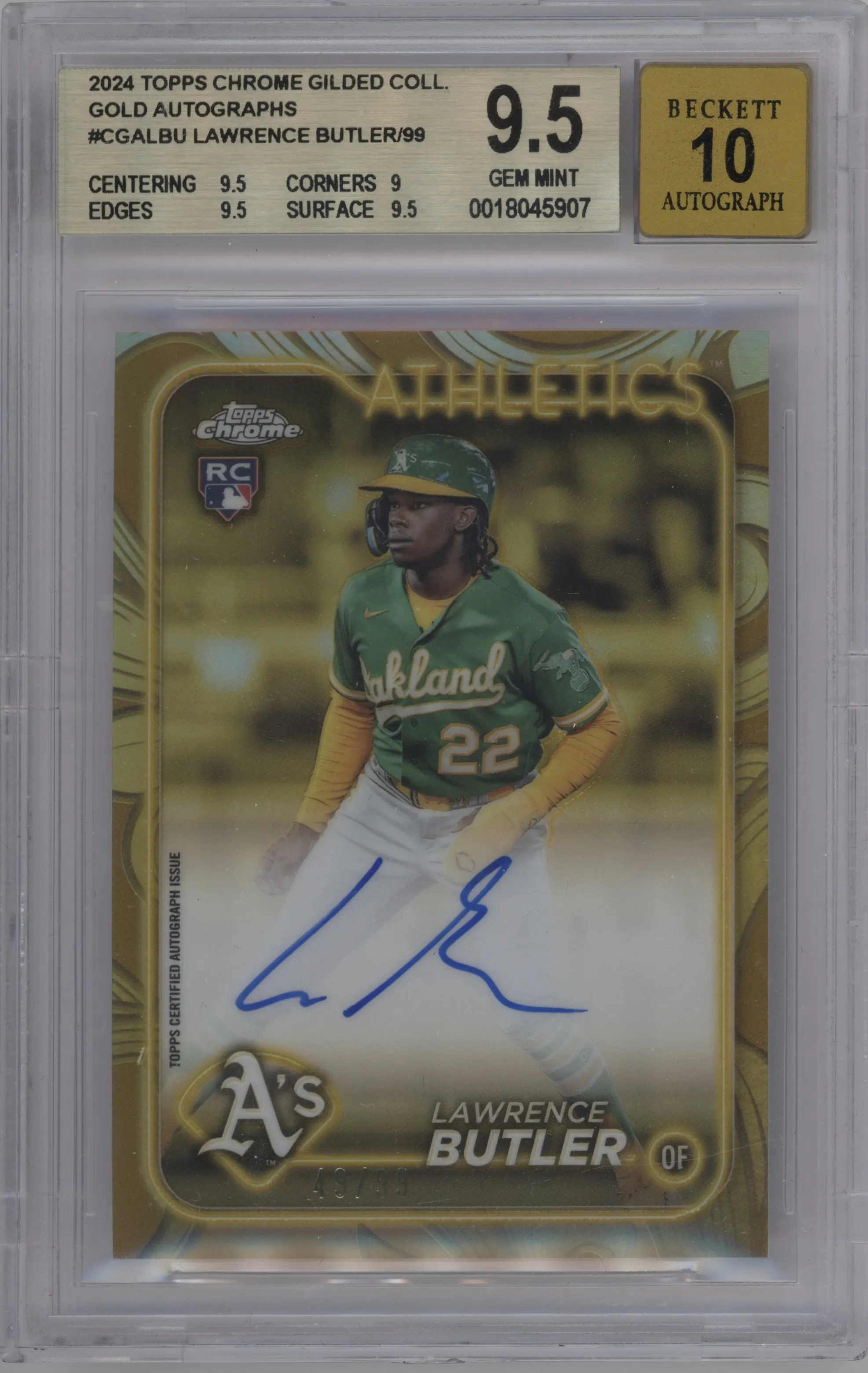 2024 Topps Gilded Collection Chrome Gold Auto Lawrence Butler BGS 9.5