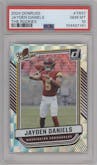 Jayden Daniels from the 2024 Donruss set graded by PSA and given an overall grade of 10.