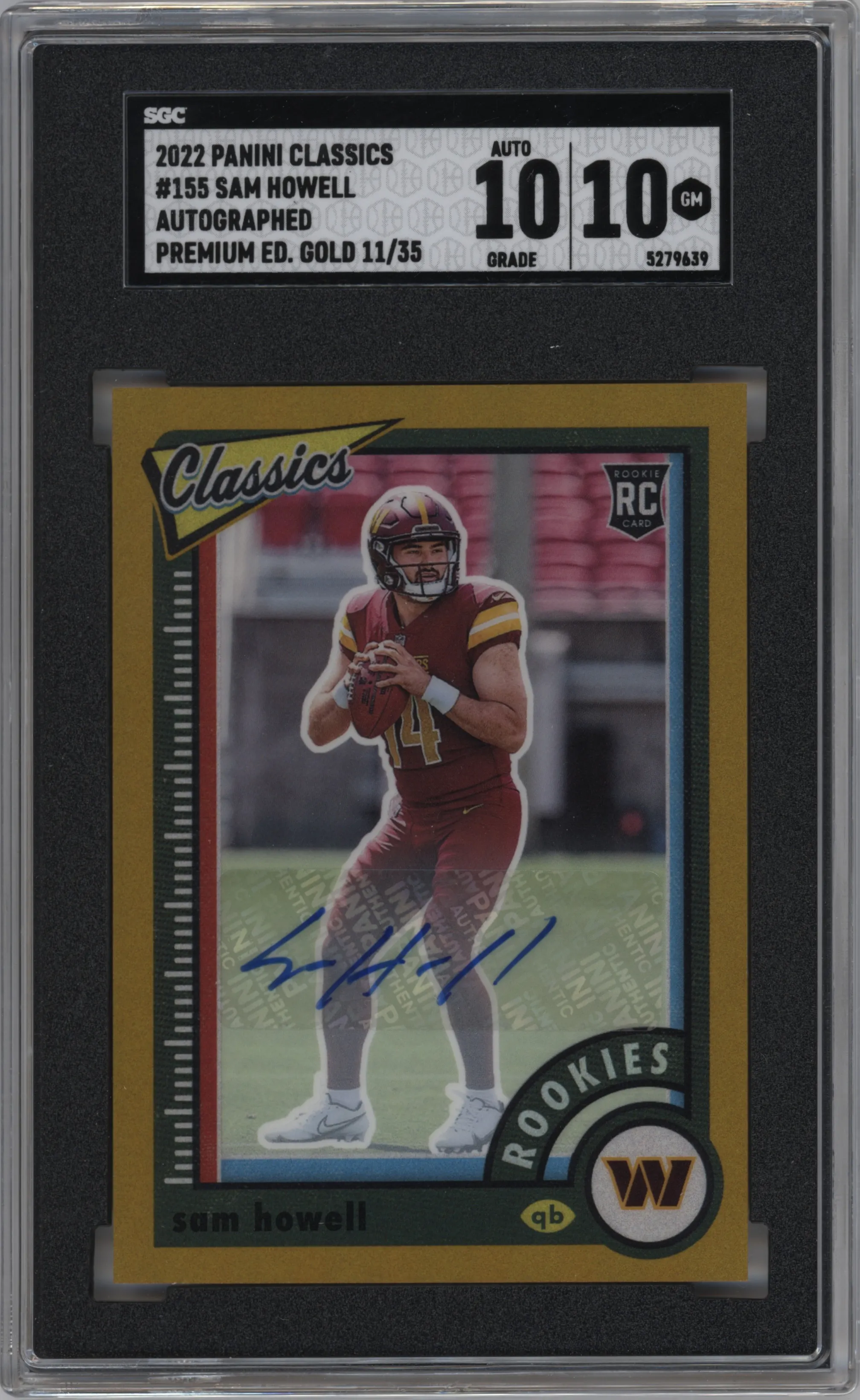 2022 Panini Classics PE Rke.Sign.Sig. Sam Howell Gold SGC 10