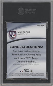 Mike Trout from the 2020 Topps Chrome set graded by SGC and given an overall grade of 9.