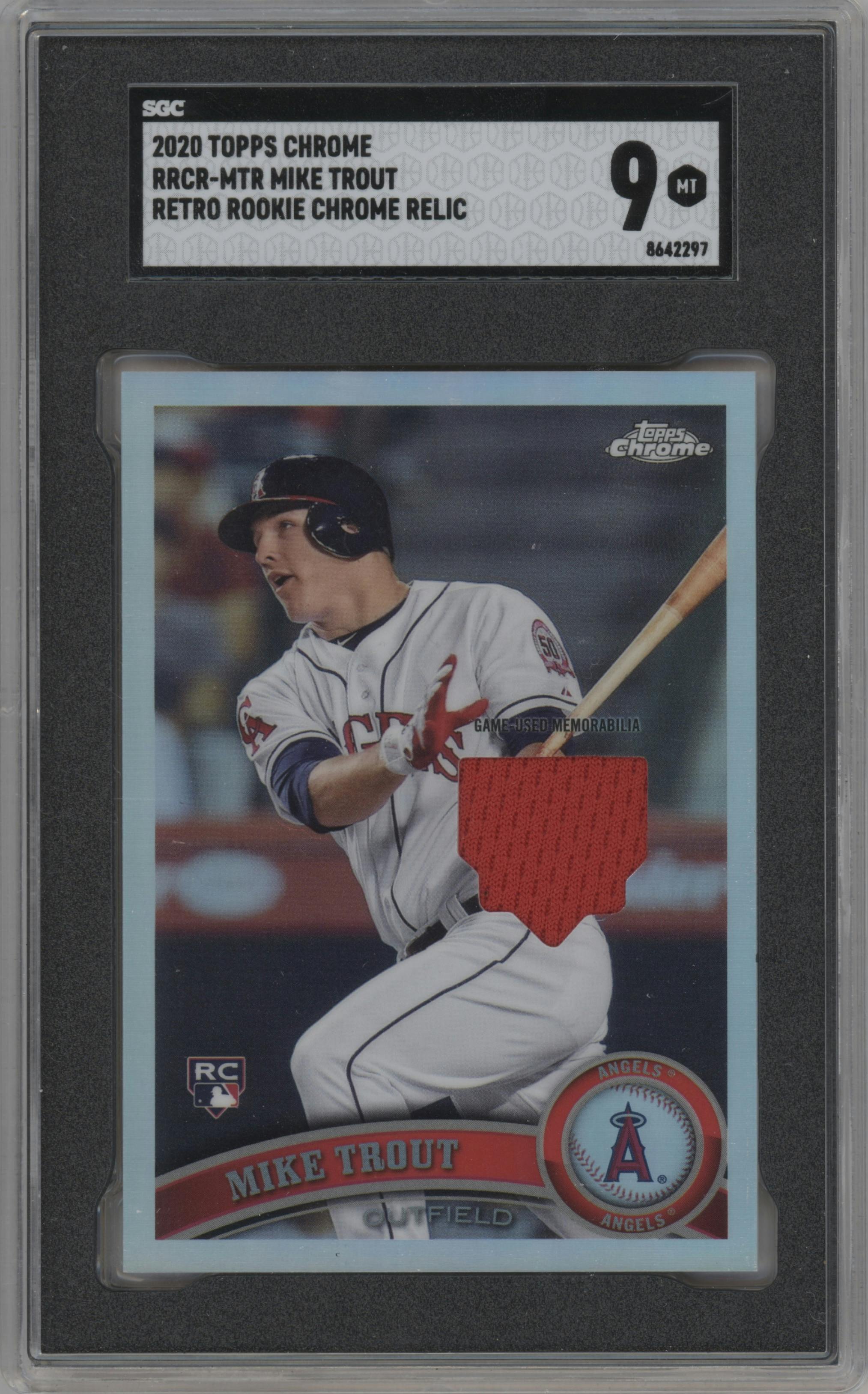 Mike Trout from the 2020 Topps Chrome set graded by SGC and given an overall grade of 9.