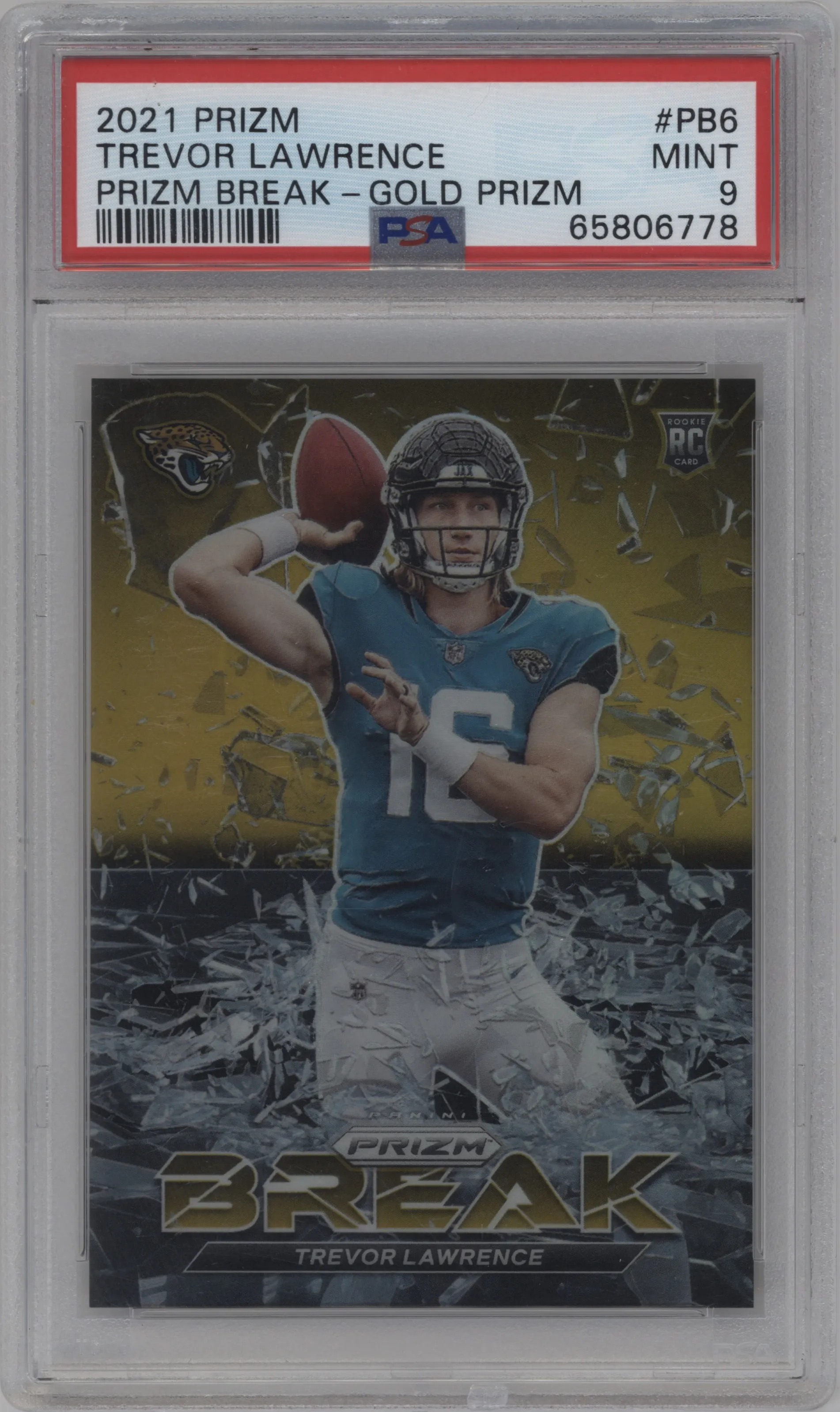 2021 Panini Prizm Prizm Break Trevor Lawrence Gold #PB-6 PSA 9