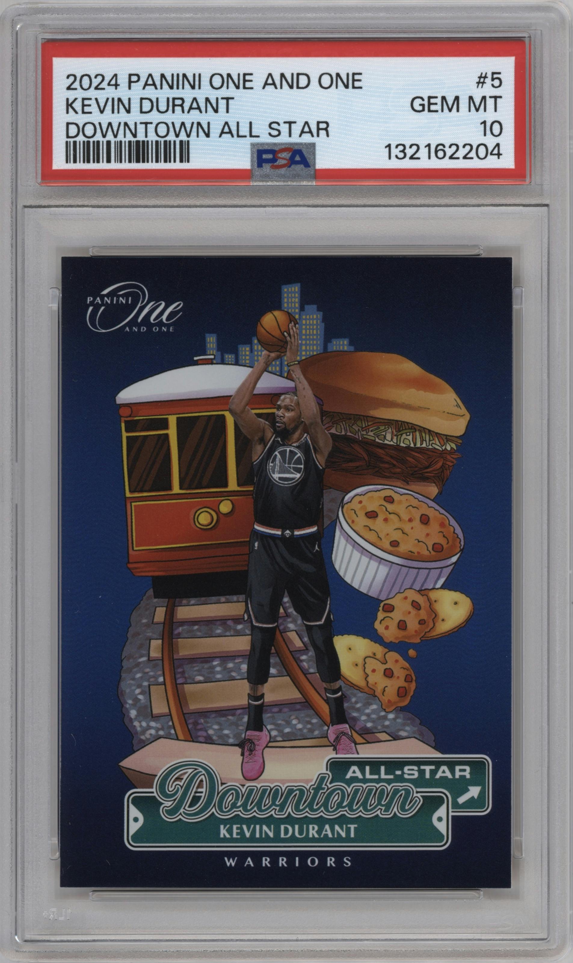 Kevin Durant from the 2024-25 Panini One and One set graded by PSA and given an overall grade of 10.