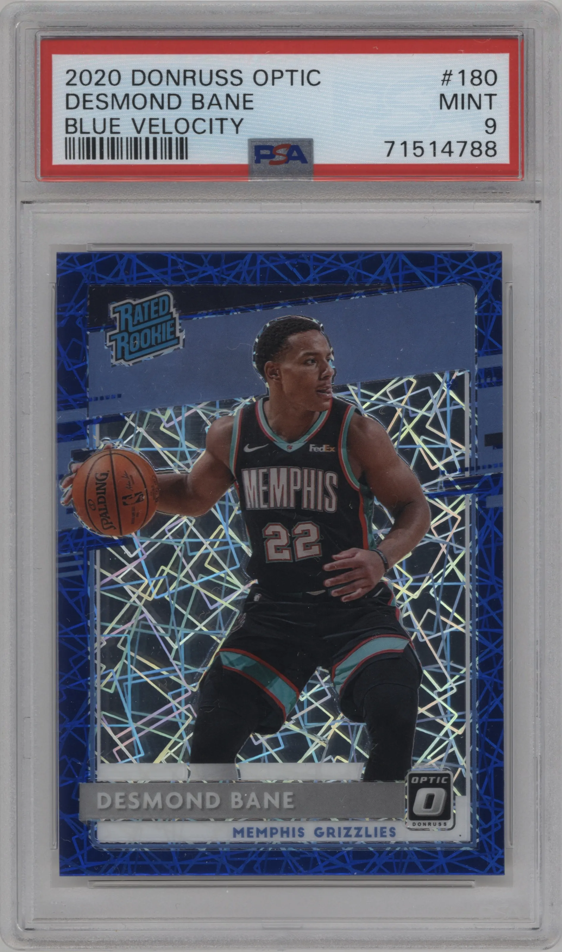 2020 Panini Donruss Optic Rated Rookie Desmond Bane Blue Velocity PSA 9