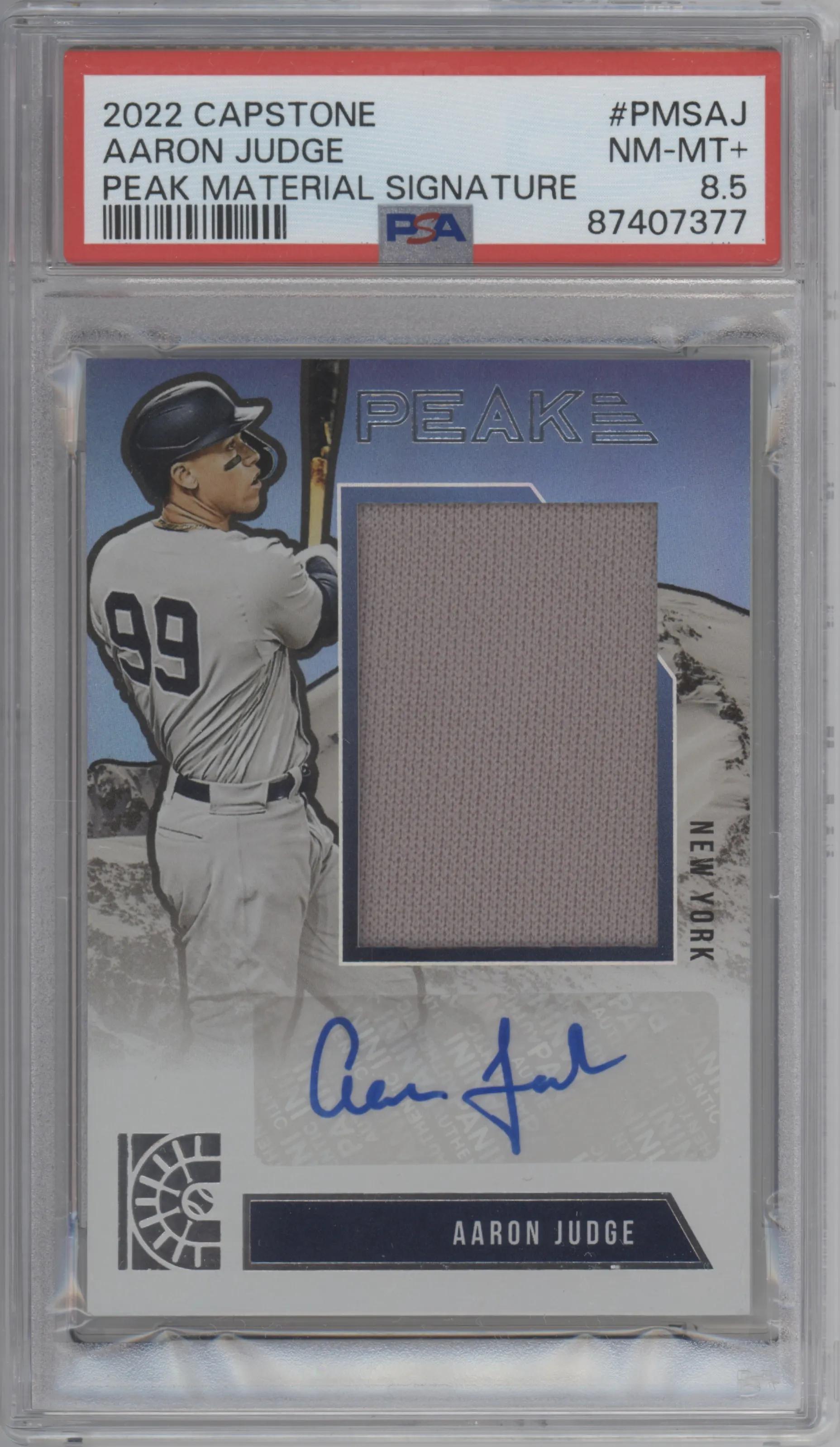 2022 Panini Capstone Peak Mat.Sig. Aaron Judge #PMS-AJ PSA 8.5