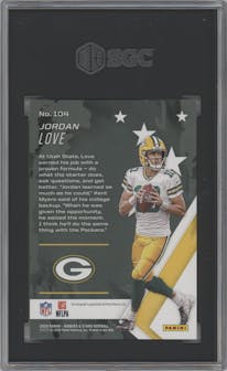 Jordan Love from the 2020 Panini Rookies & Stars set graded by SGC and given an overall grade of 9.5.