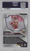 Jayden Daniels from the 2024 Panini Prizm set featuring a Lazer Prizm parallel graded by PSA and given an overall grade of 10.