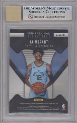 Ja Morant from the 2019-20 Panini Prizm set graded by Beckett and given an overall grade of 9.