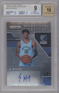 Ja Morant from the 2019-20 Panini Prizm set graded by Beckett and given an overall grade of 9.