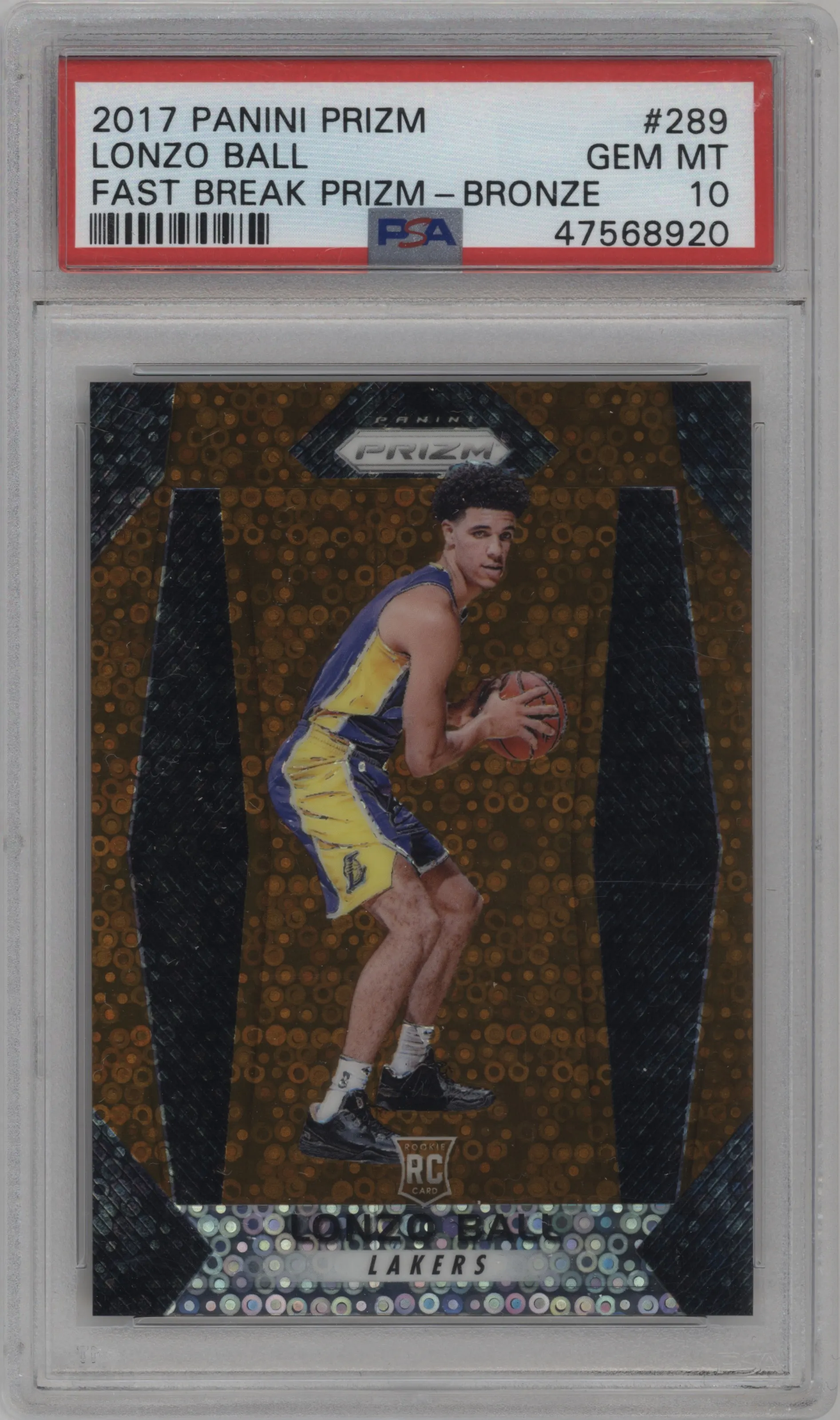 2017 Panini Prizm Lonzo Ball Fast Break Bronze #289 PSA 10