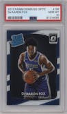 De'Aaron Fox from the 2017-18 Panini Donruss Optic set graded by PSA and given an overall grade of 10.