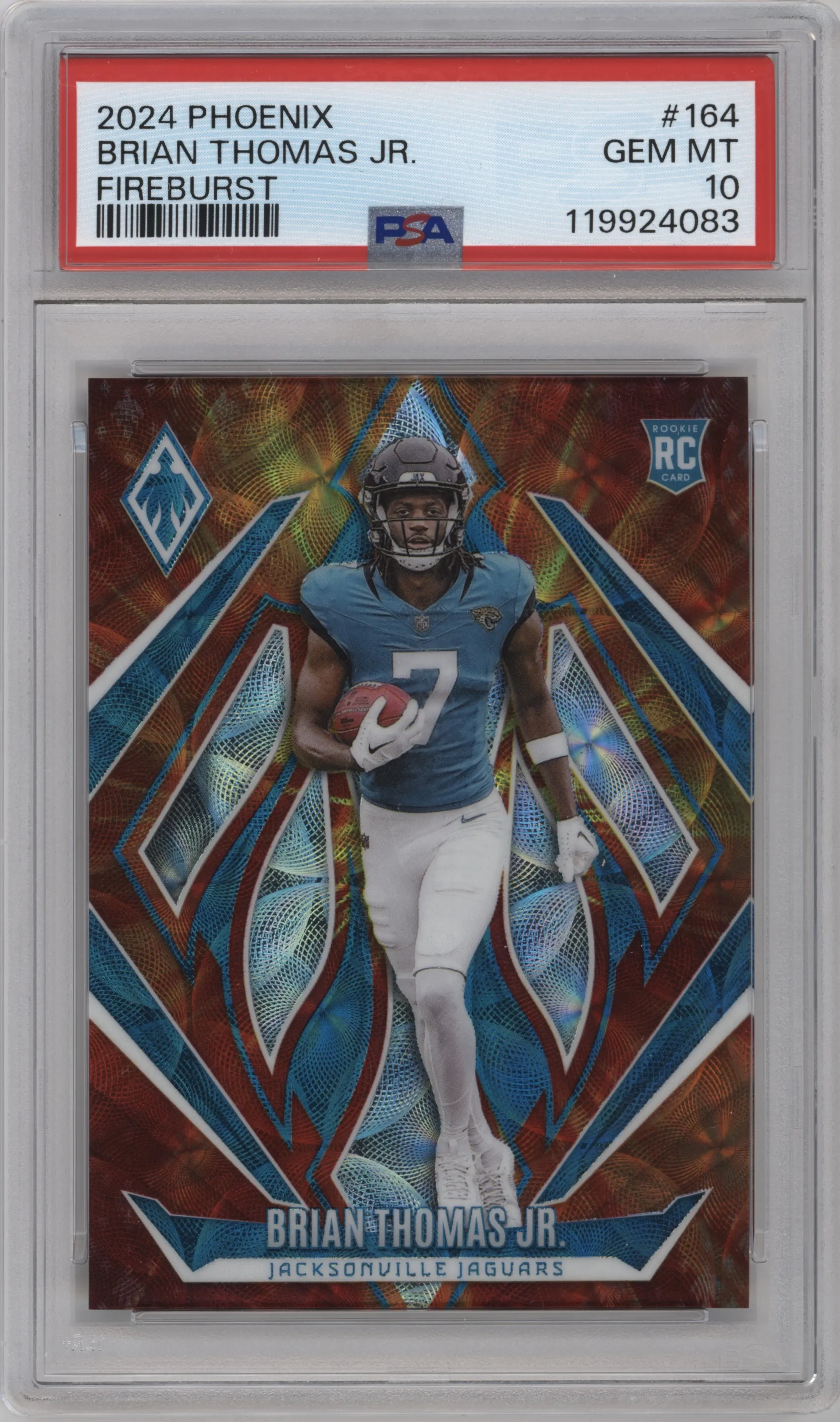 2024 Panini Phoenix Brian Thomas Jr. Fireburst #164 PSA 10