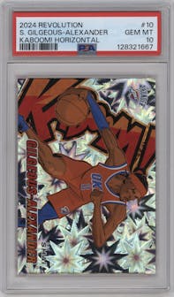Shai Gilgeous-Alexander from the 2024-25 Panini Revolution set graded by PSA and given an overall grade of 10.