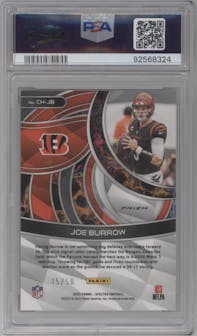 Joe Burrow from the 2023 Panini Spectra set featuring a Interstellar parallel graded by PSA and given an overall grade of 9.