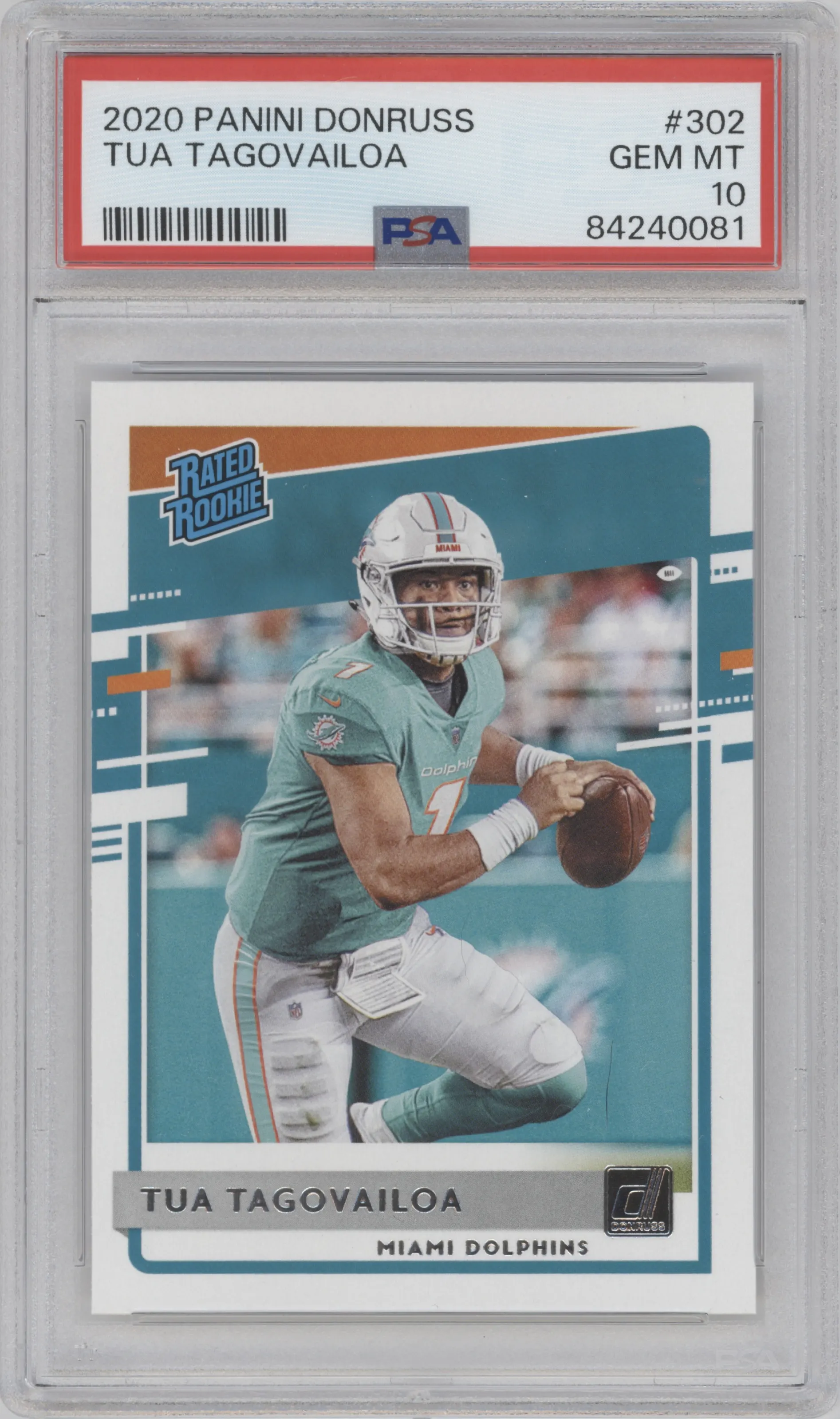 2020 Panini Donruss Rated Rookie Tua Tagovailoa PSA 10